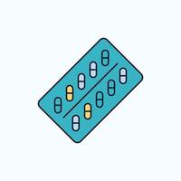 medicine. Pill. drugs. tablet. packet Flat Icon. green and Yellow sign and symbols for website and Mobile appliation. vector illustration