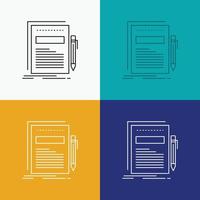 Business. document. file. paper. presentation Icon Over Various Background. Line style design. designed for web and app. Eps 10 vector illustration