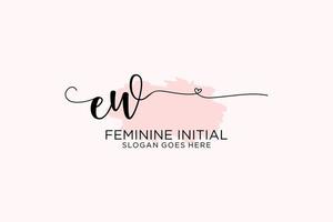 Initial EW beauty monogram and elegant logo design handwriting logo of initial signature, wedding, fashion, floral and botanical with creative template. vector