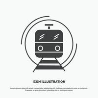 metro. tren. inteligente. público. icono de transporte símbolo gris vectorial de glifo para ui y ux. sitio web o aplicación móvil vector