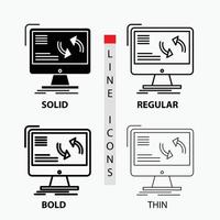 synchronization. sync. information. data. computer Icon in Thin. Regular. Bold Line and Glyph Style. Vector illustration