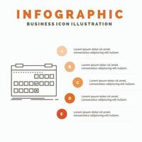 Calendar. date. event. release. schedule Infographics Template for Website and Presentation. Line Gray icon with Orange infographic style vector illustration