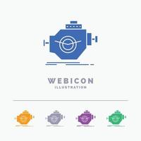 Engine. industry. machine. motor. performance 5 Color Glyph Web Icon Template isolated on white. Vector illustration