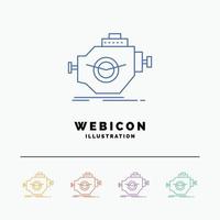 Engine. industry. machine. motor. performance 5 Color Line Web Icon Template isolated on white. Vector illustration