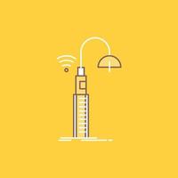 luces. calle. Wifi. inteligente. icono lleno de línea plana de tecnología. hermoso botón de logotipo sobre fondo amarillo para ui y ux. sitio web o aplicación móvil vector