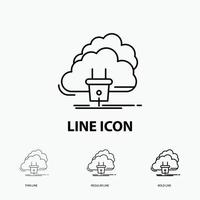 Cloud. connection. energy. network. power Icon in Thin. Regular and Bold Line Style. Vector illustration