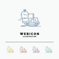delivery. time. shipping. transport. truck 5 Color Line Web Icon Template isolated on white. Vector illustration