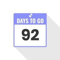 Quedan 92 días icono de ventas de cuenta regresiva. Quedan 92 días para el banner promocional. vector