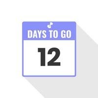 12 Days Left Countdown sales icon. 12 days left to go Promotional banner vector
