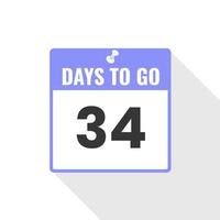 34 Days Left Countdown sales icon. 34 days left to go Promotional banner vector