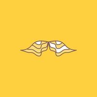 moustache. Hipster. movember. male. men Flat Line Filled Icon. Beautiful Logo button over yellow background for UI and UX. website or mobile application vector