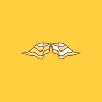 moustache. Hipster. movember. male. men Flat Line Filled Icon. Beautiful Logo button over yellow background for UI and UX. website or mobile application vector