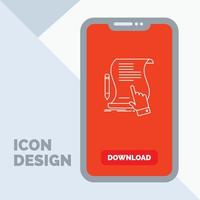 contract. document. paper. sign. agreement. application Line Icon in Mobile for Download Page vector