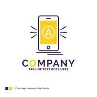 Company Name Logo Design For navigation. app. camping. gps. location. Purple and yellow Brand Name Design with place for Tagline. Creative Logo template for Small and Large Business. vector