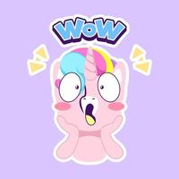 linda pegatina de garabato de unicornio, ilustración de unicornio vector