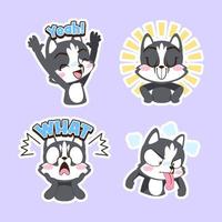 cute Husky dog vector sticker set