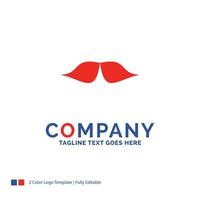 Company Name Logo Design For moustache. Hipster. movember. male. men. Blue and red Brand Name Design with place for Tagline. Abstract Creative Logo template for Small and Large Business. vector