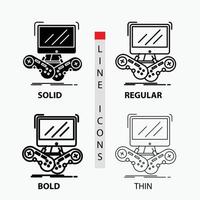 Game. gaming. internet. multiplayer. online Icon in Thin. Regular. Bold Line and Glyph Style. Vector illustration