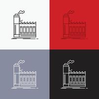 Factory. industrial. industry. manufacturing. production Icon Over Various Background. Line style design. designed for web and app. Eps 10 vector illustration