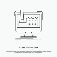 digital. factory. manufacturing. production. product Icon. Line vector gray symbol for UI and UX. website or mobile application