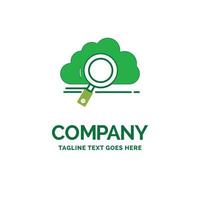 cloud. search. storage. technology. computing Flat Business Logo template. Creative Green Brand Name Design. vector