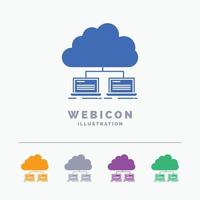 cloud. network. server. internet. data 5 Color Glyph Web Icon Template isolated on white. Vector illustration