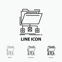 backup. data. files. folder. network Icon in Thin. Regular and Bold Line Style. Vector illustration