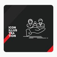 Red and Black Creative presentation Background for insurance. health. family. life. hand Line Icon vector