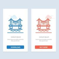 Bridge Building City Cityscape  Blue and Red Download and Buy Now web Widget Card Template vector