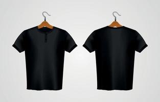 maqueta de camiseta henley negra realista vector