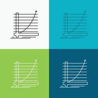 Arrow. chart. curve. experience. goal Icon Over Various Background. Line style design. designed for web and app. Eps 10 vector illustration