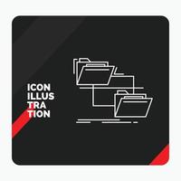 Red and Black Creative presentation Background for folder. file. management. move. copy Line Icon vector