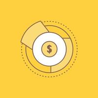 balance. presupuesto. diagrama. financiero. icono lleno de línea plana de gráfico. hermoso botón de logotipo sobre fondo amarillo para ui y ux. sitio web o aplicación móvil vector