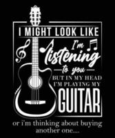 Guitar and Listening T-Shirt design vector