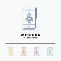 game. gaming. start. mobile. phone 5 Color Line Web Icon Template isolated on white. Vector illustration