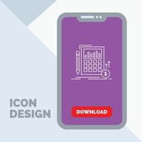 Calculation. data. financial. investment. market Line Icon in Mobile for Download Page vector