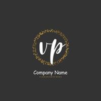 VP Initial handwriting and signature logo design with circle. Beautiful design handwritten logo for fashion, team, wedding, luxury logo. vector