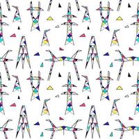 Seamless pattern with electric towers and multi-colored inserts in them vector