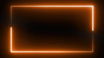 quadro de luz neon laranja fluindo quadrado em fundo preto video