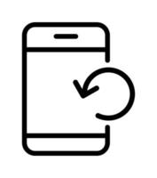 Smartphone reload updates repeat telephone vector icon in line art style. Phone pictogram screen linear style sign for mobile concept and web design, Mobile refresh arrows outline sign