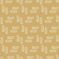 Hand drawn peanuts seamless pattern. Illustration of peanut in nutshell on brown background vector