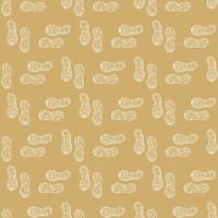 Hand drawn peanuts seamless pattern. Illustration of peanut in nutshell on brown background vector