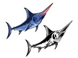 paquete de diseño de vector de pesca de aguja azul