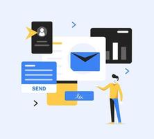 Email and messaging,Email marketing campaign,Working process, New email message,flat design icon vector illustration