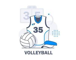 juego de voleibol que consiste en un sombrero y una pelota de voleibol, ilustración de vector de icono de diseño plano