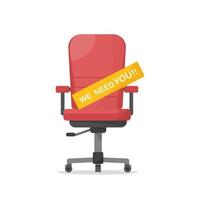 business chair cardboard paper with we need you message vector