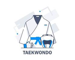 Taekwondo sportswear and hats,flat design icon vector illustration