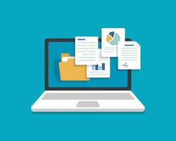 Laptop and document files,Files Attachment Email,Online communication vector