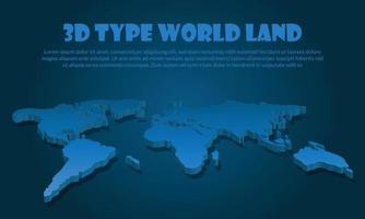 World map white isolated on blue background. The map of the world. vector