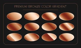 muestras de catálogo de paleta de colores degradados de bronce de lujo en rgb o pastel hexagonal y neón vector